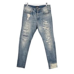 Embellish Distressed Slim Straight leg Jeans Size 34